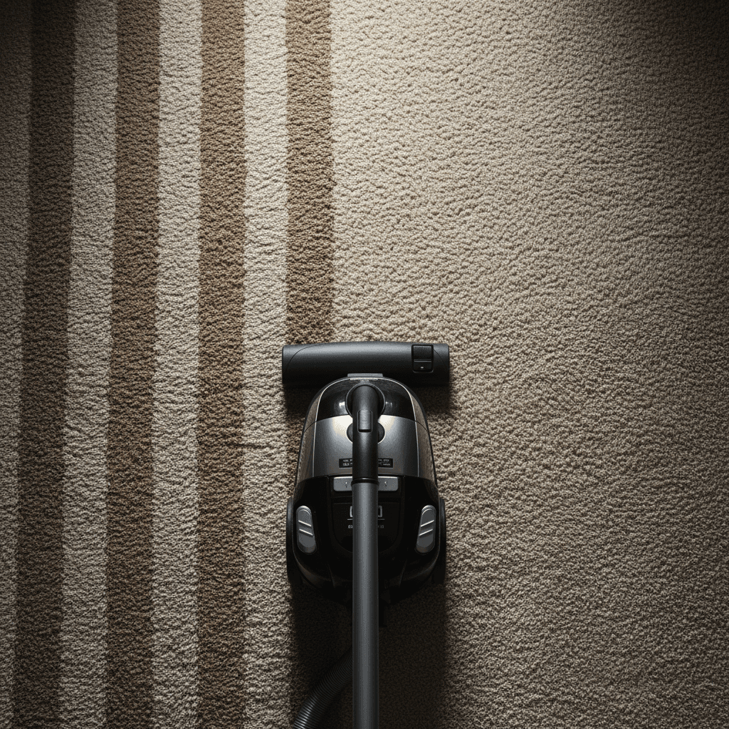 Vacuum lines on a freshly cleaned living room carpet
